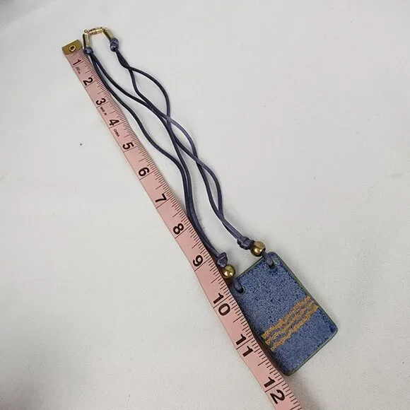 Handmade Blue & Gold Ceramic Pendant Necklace - Picture 6 of 7